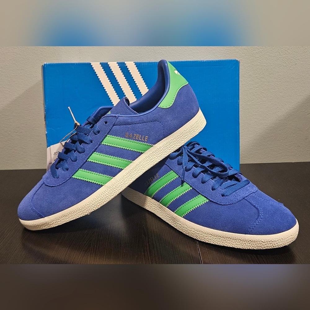 Adidas Gazelle Royal Blue with Green Stripes